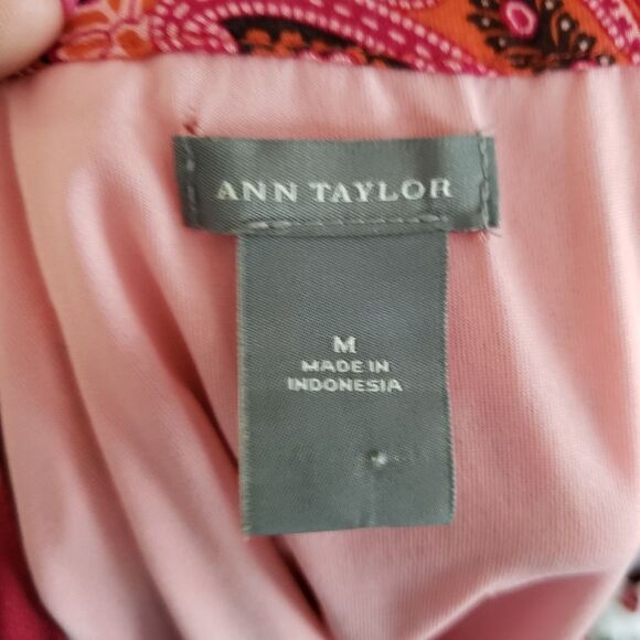 Ann Taylor Orange Paisley Tie Shoulder top - Picture 3 of 4